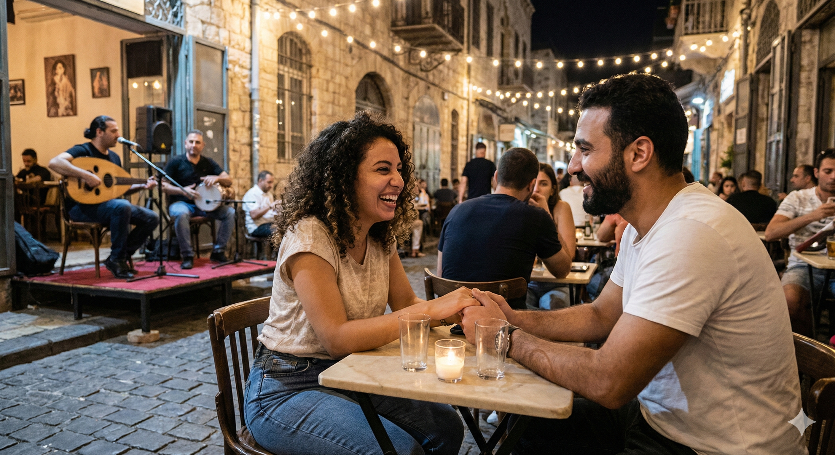 Married couple on date night at a live music venue