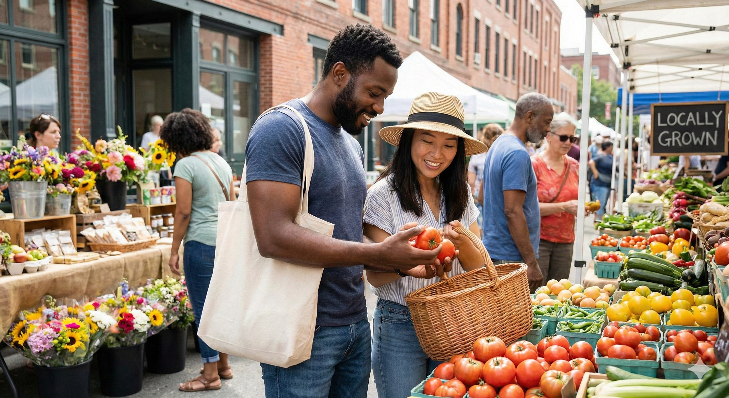 Strolling through farmers market date