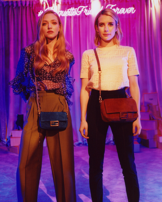 Amanda Seyfried Emma Roberts Fendi BaguetteFriendsForever Campaign 2019