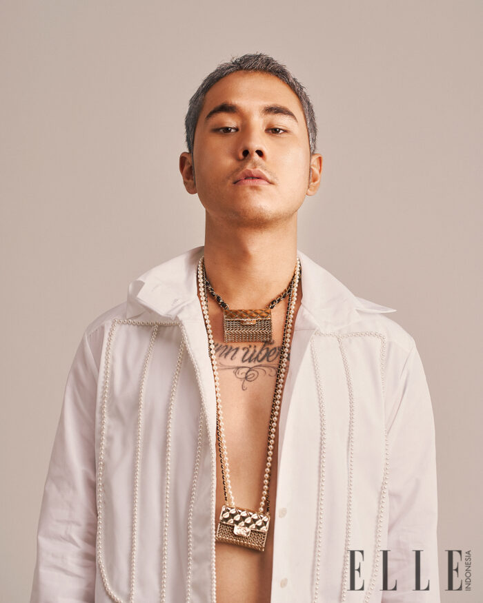 lutesha & jerome kurnia photography by zaki akbar for elle indonesia April 2021 cover story - styling sidky muhamadsyah fashion chanel