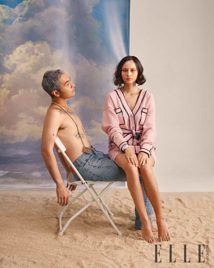 lutesha & jerome kurnia photography by zaki akbar for elle indonesia April 2021 cover story - styling sidky muhamadsyah fashion chanel