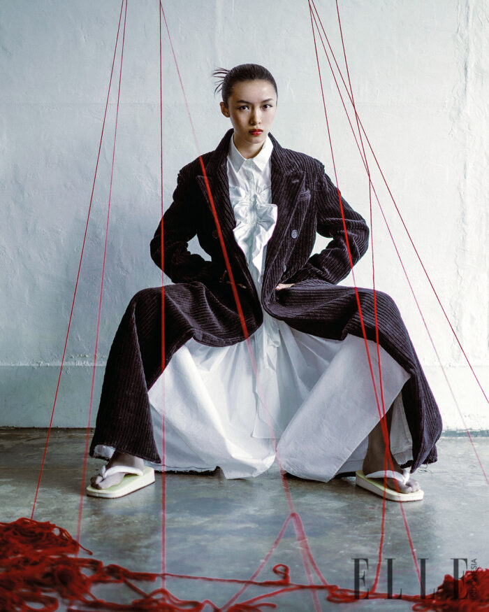 Cai Yi (Image Models) photography Ryan Tandya for ELLE Indonesia December 2018 styling Ai Takahashi makeup Sayuri Iso hair Rena Kobayashi set design Franciskus Raymond Halim