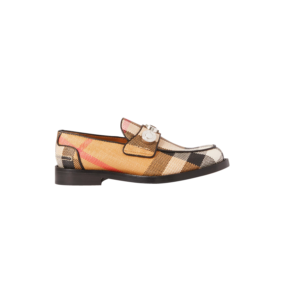 Burberry Logo Detail Exaggerated Check Nylon Loafers