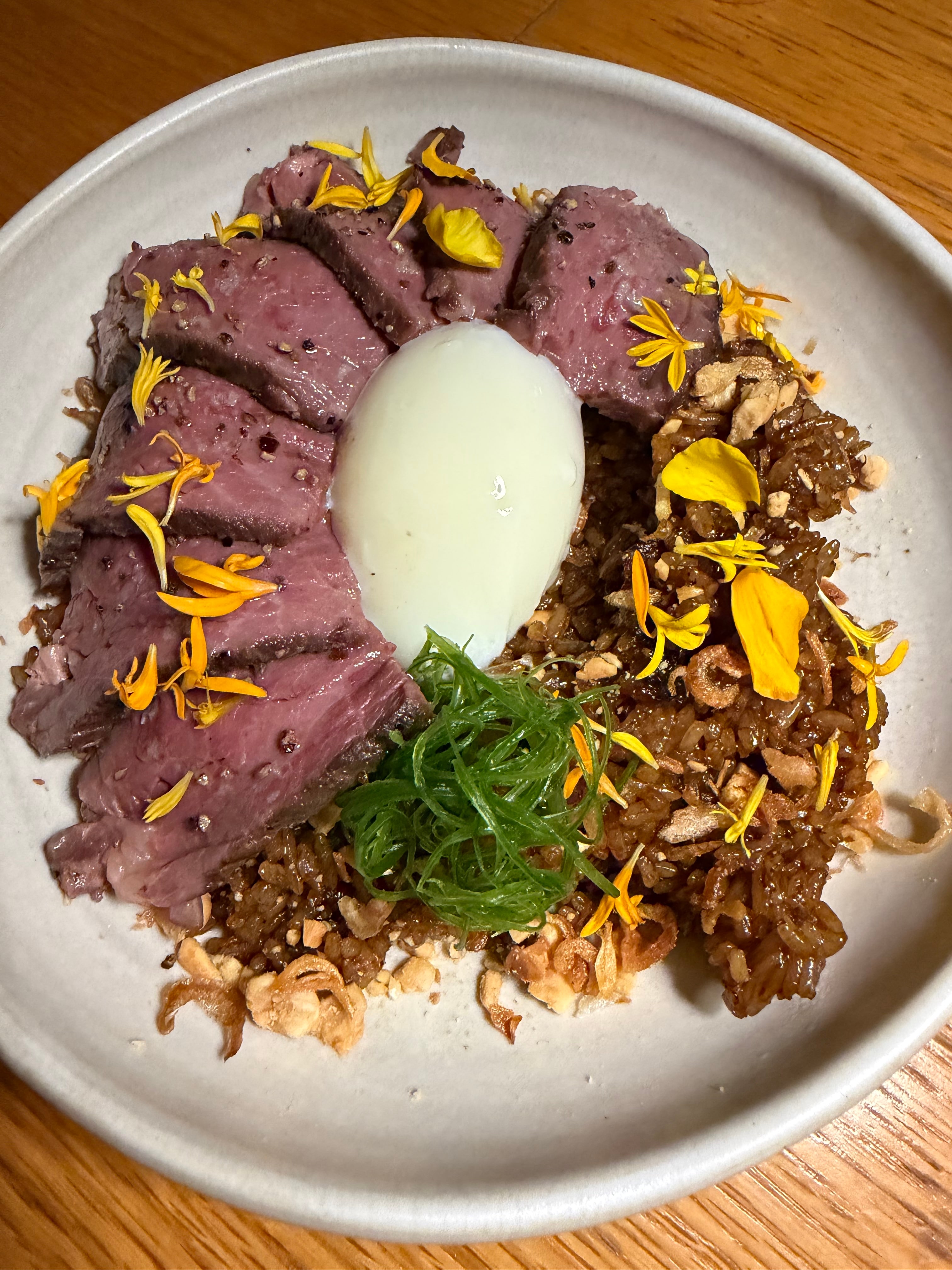 Binondo Steak Fried Rice, Aya's creative take on a Filipino inspired steak dish.