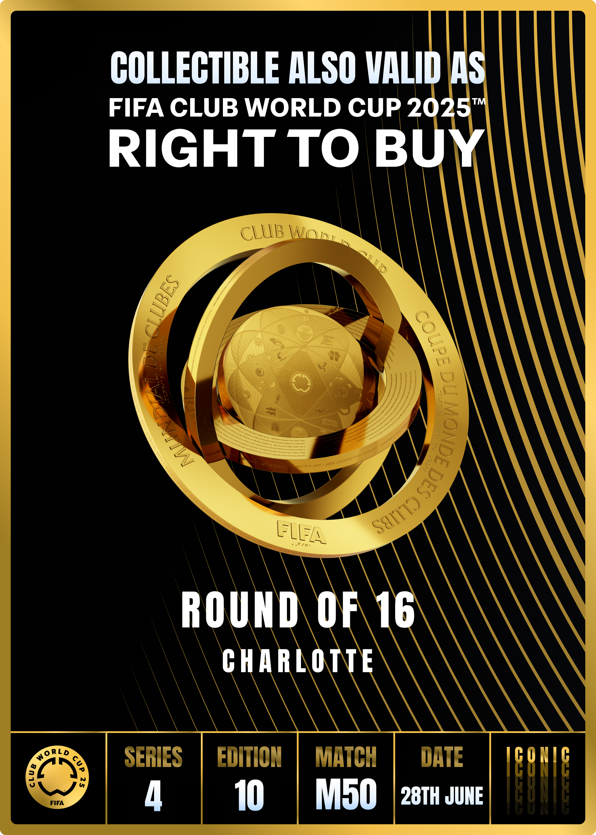 NO LONGER VALID - Collectible valid as RTB for 2 tickets to a FIFA