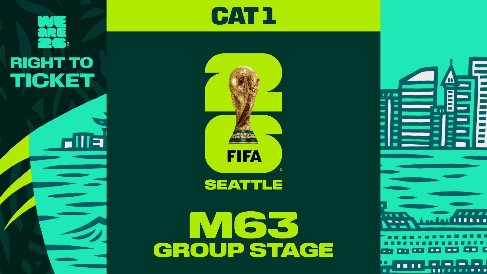 Collectible also valid as Right To Ticket Category 1 for M63 Seattle