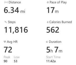 A look at my fitness stats from the Micosoft Band app after one round