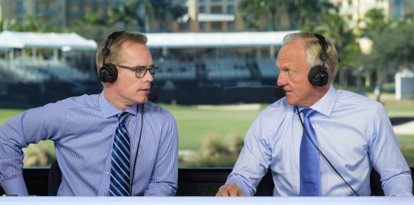 Joe Buck and Greg Norman at the Franklin Templeton Shootout