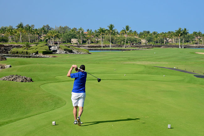 Teeing off on the South course at the Mauna Lani. Photo by Matt Kartozian.