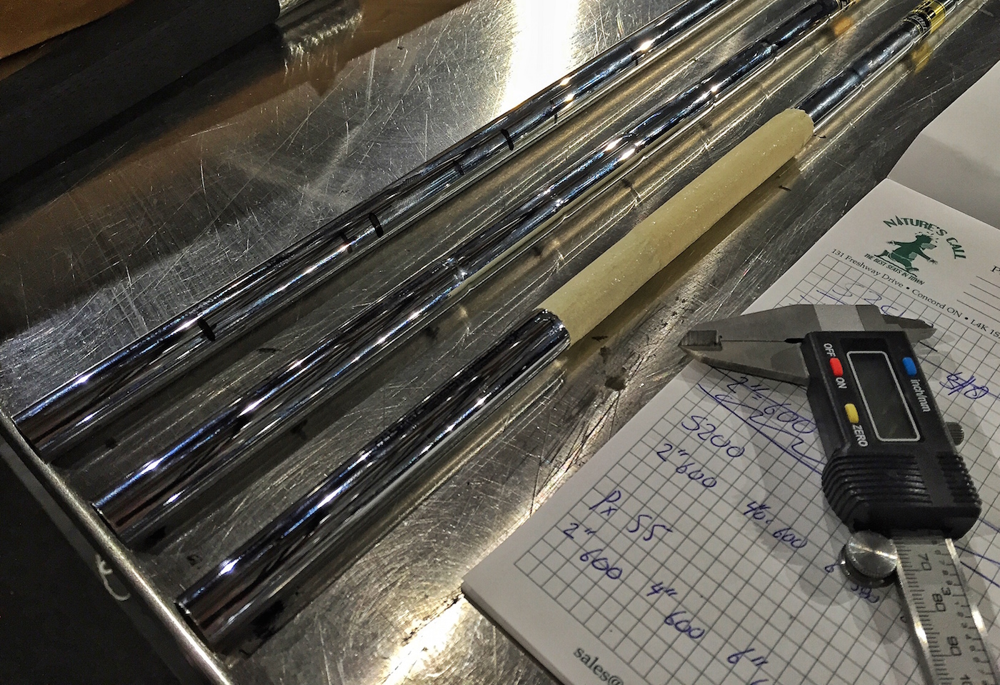 Using calipers and two-sided tape, you can replicate the taper of shafts to makes every grip feel exactly the same size in your set.