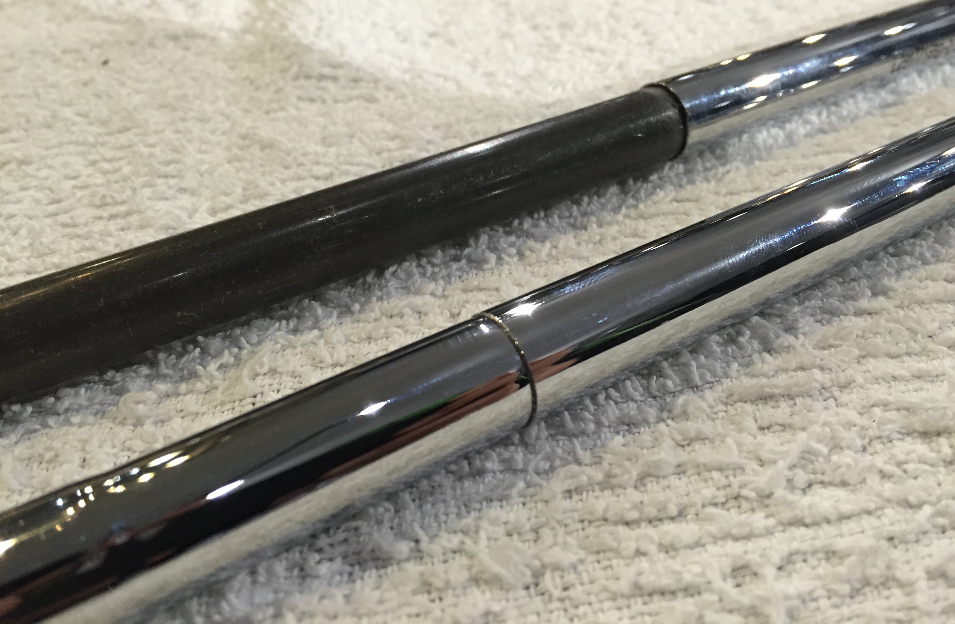 The difference between a good shaft extension (bottom) and a bad one.