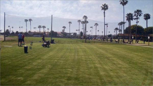I usually leave my bag right in the center of the practice facility