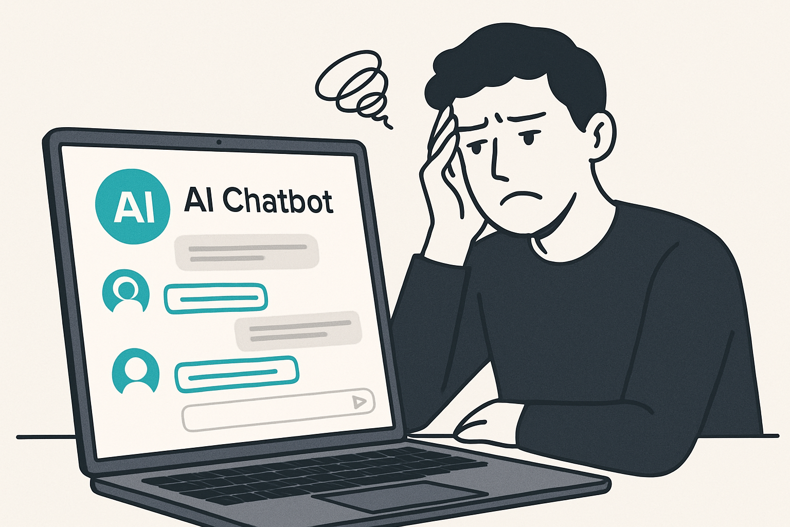 Illustration depicting struggles with ChatGPT limitations