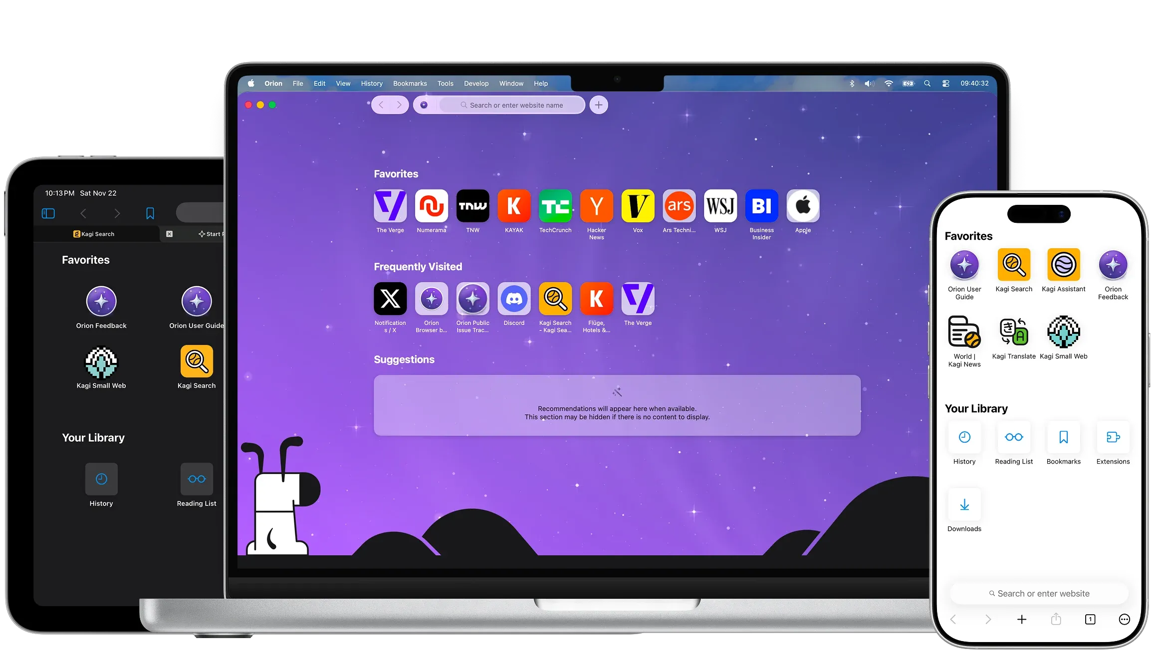 Orion 1.1 on different devices