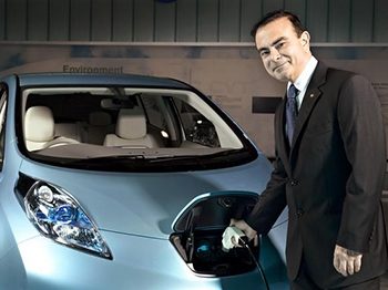 Skeptics doubted Carlos Ghosn's decision to  develop an electric car, but Nissan's LEAF has  proved a success.