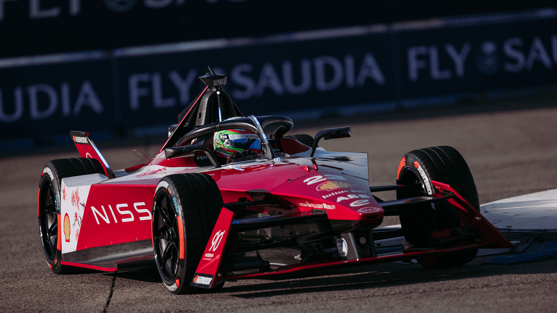 Nissan Formula E Racer in pit area