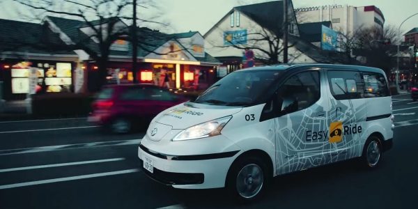 Nissan Easy Ride robo-taxi in neighborhood