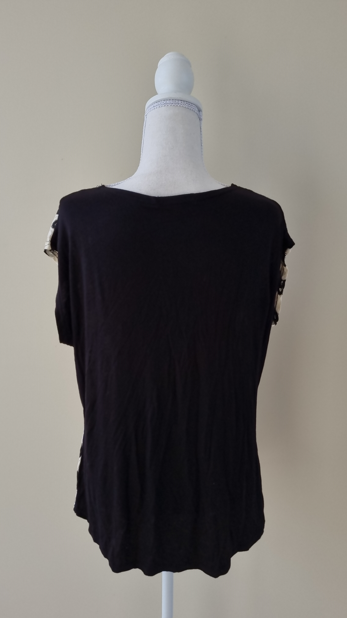 Whistle Lace Knit Top Black White size M, image 4
