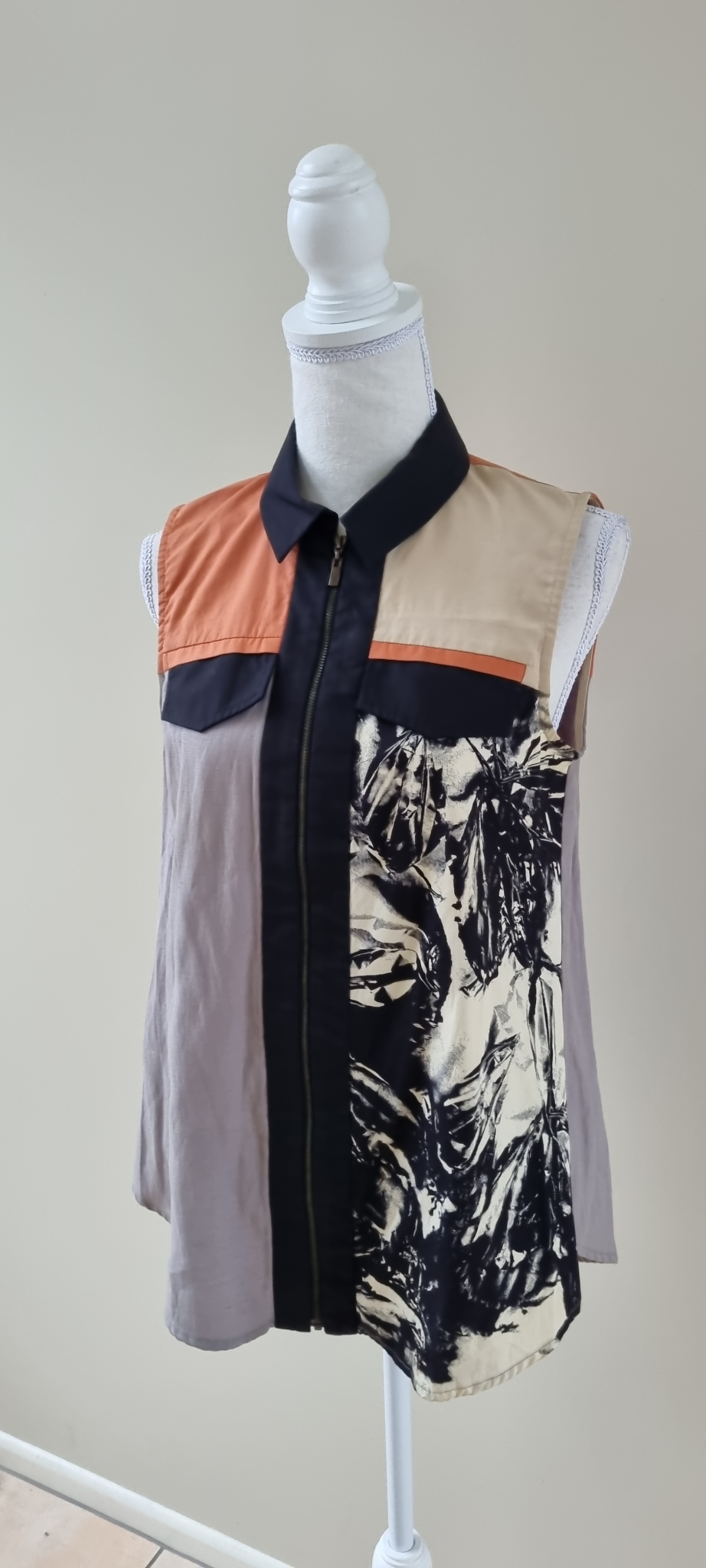 Cue Linen Blend Tunic Shirt Size 10, image 2