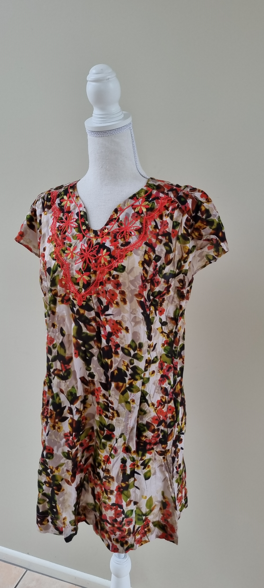 Blue Illusion Silk Tunic Size 12-14, image 2