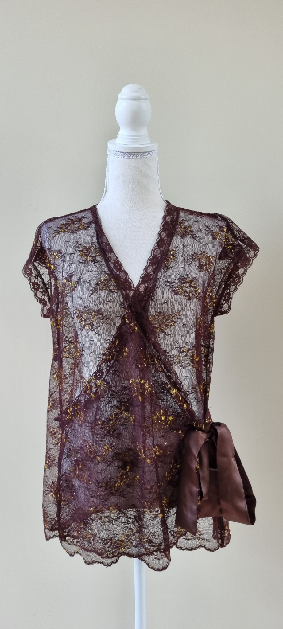 Sara Brown Lace Wrap Top size 1X / 16 New $59.95, image 2