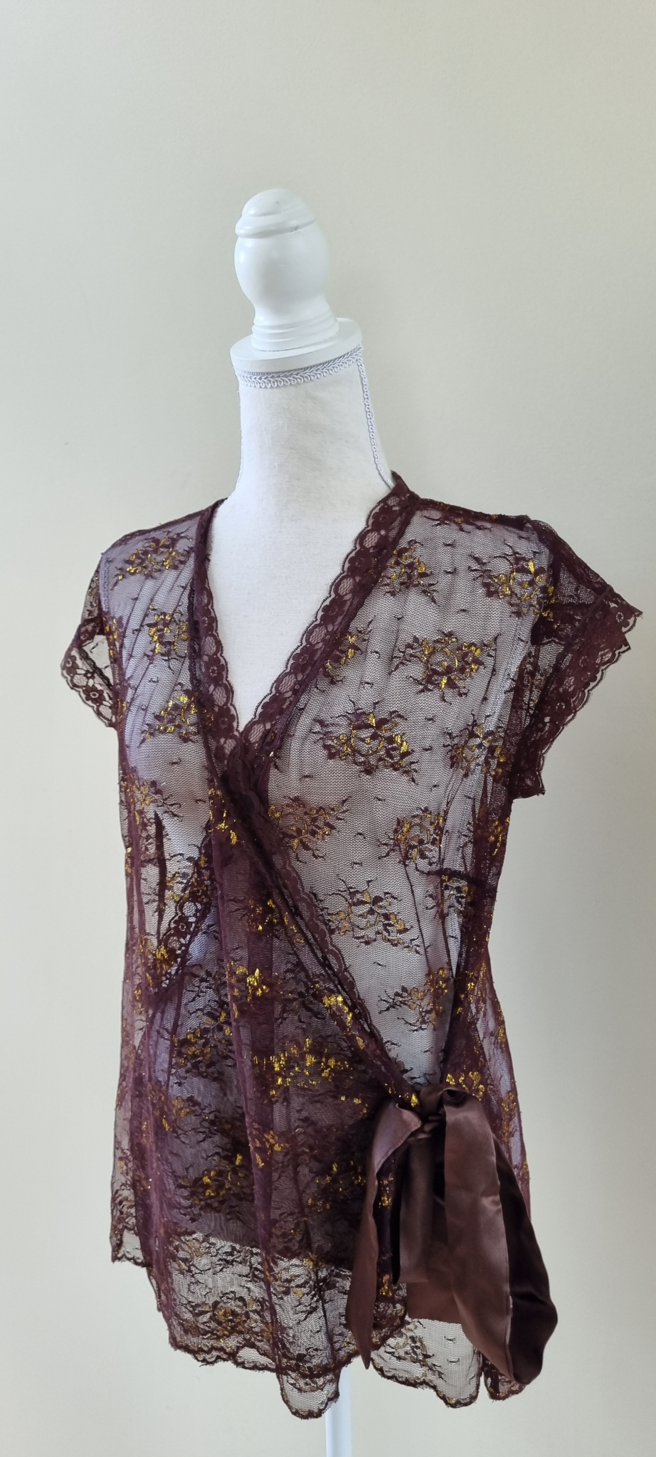 Sara Brown Lace Wrap Top size 1X / 16 New $59.95, image 3