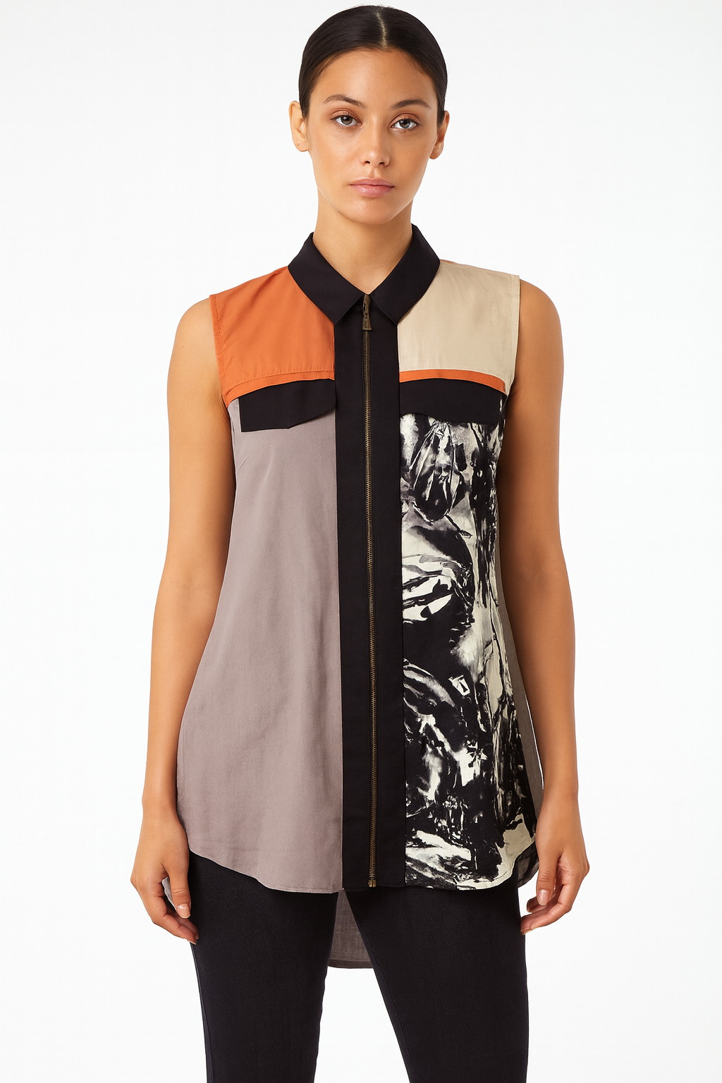 Cue Linen Blend Tunic Shirt Size 10, image 4