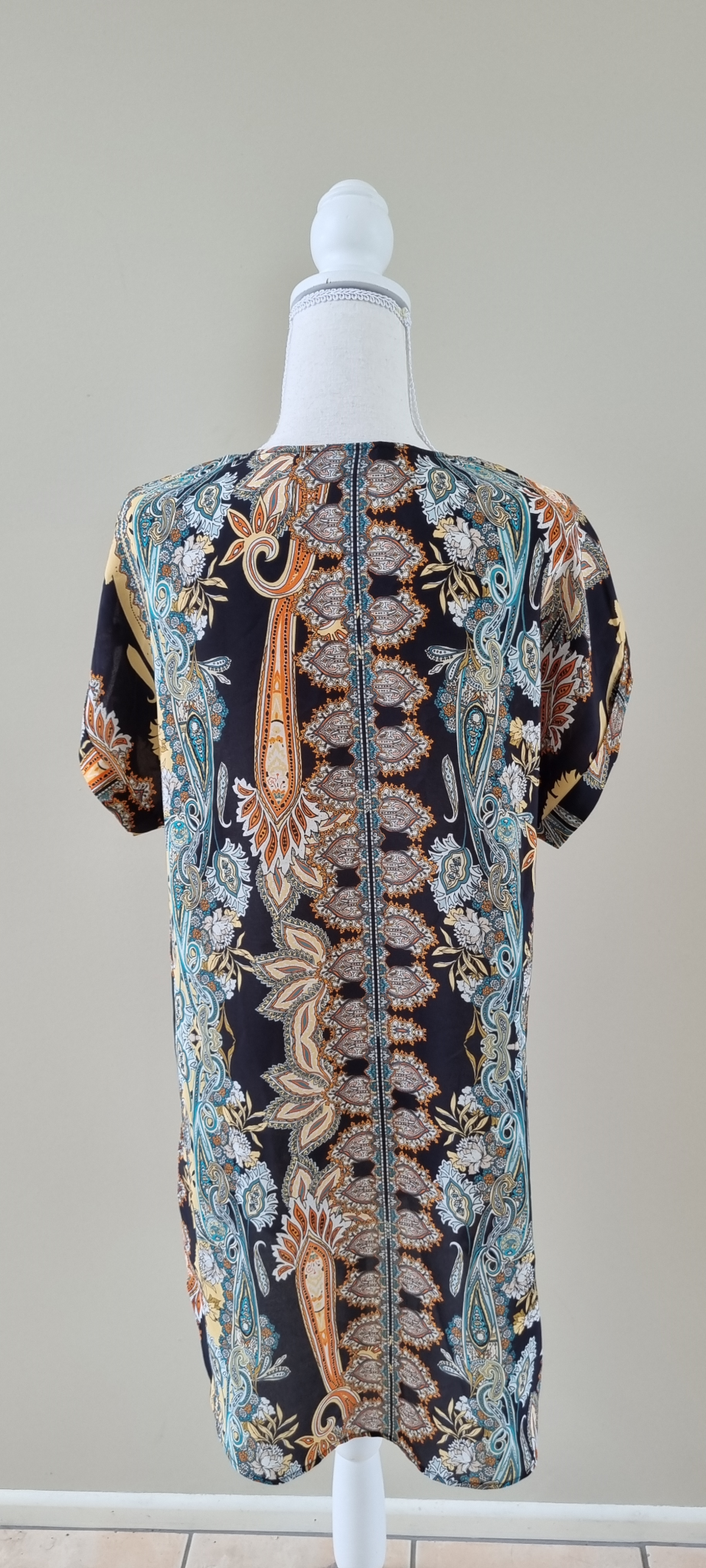 Blue Illusion Silk Dress Size 10, image 3