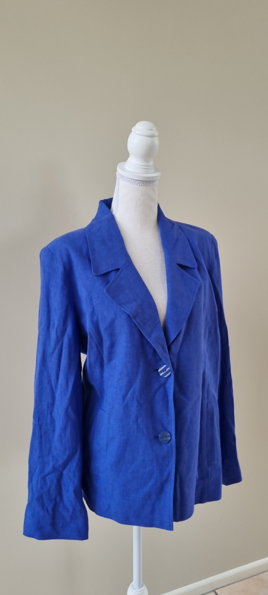 Blue Illusion Linen Blend Jacket Size L, image 2