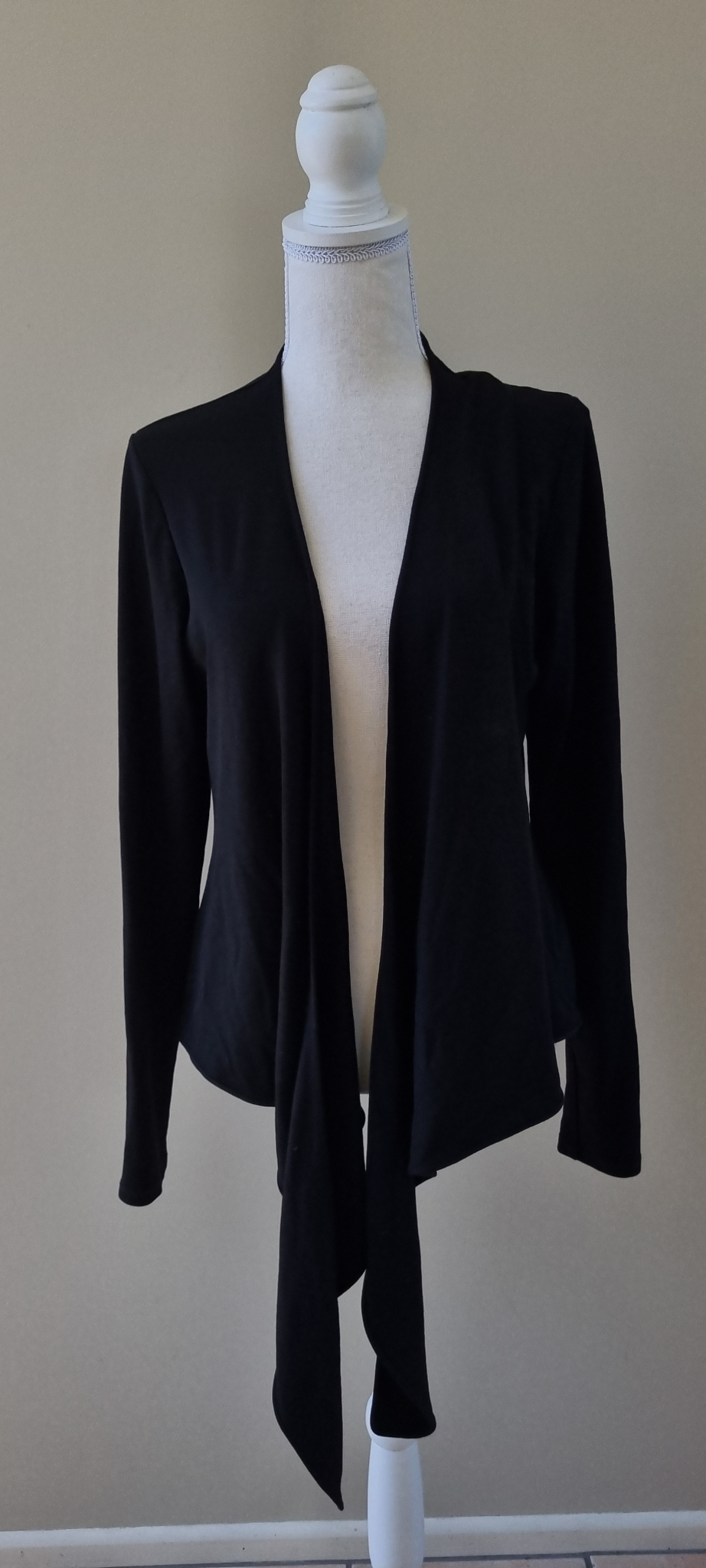 Paula Ryan Black Merino Wool Cardigan size L