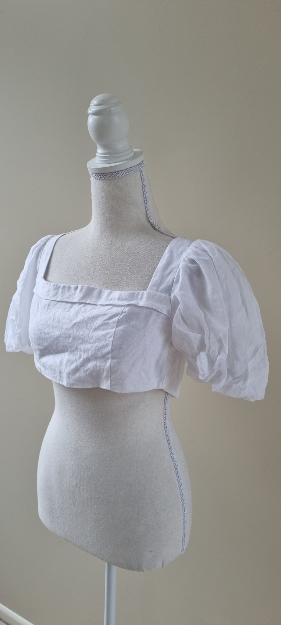 Dissh White Linen Crop Top size 8, image 2