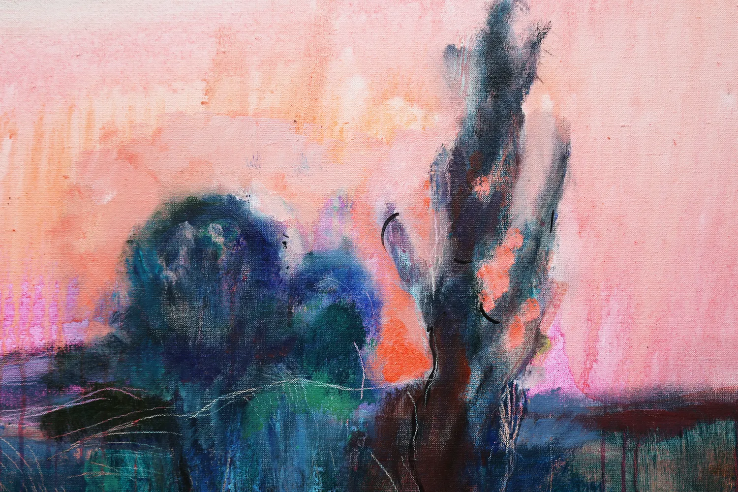 Pink and orange landscape Expressive and gestural Painting Artem Andreichuk - Subjektiv.art 3