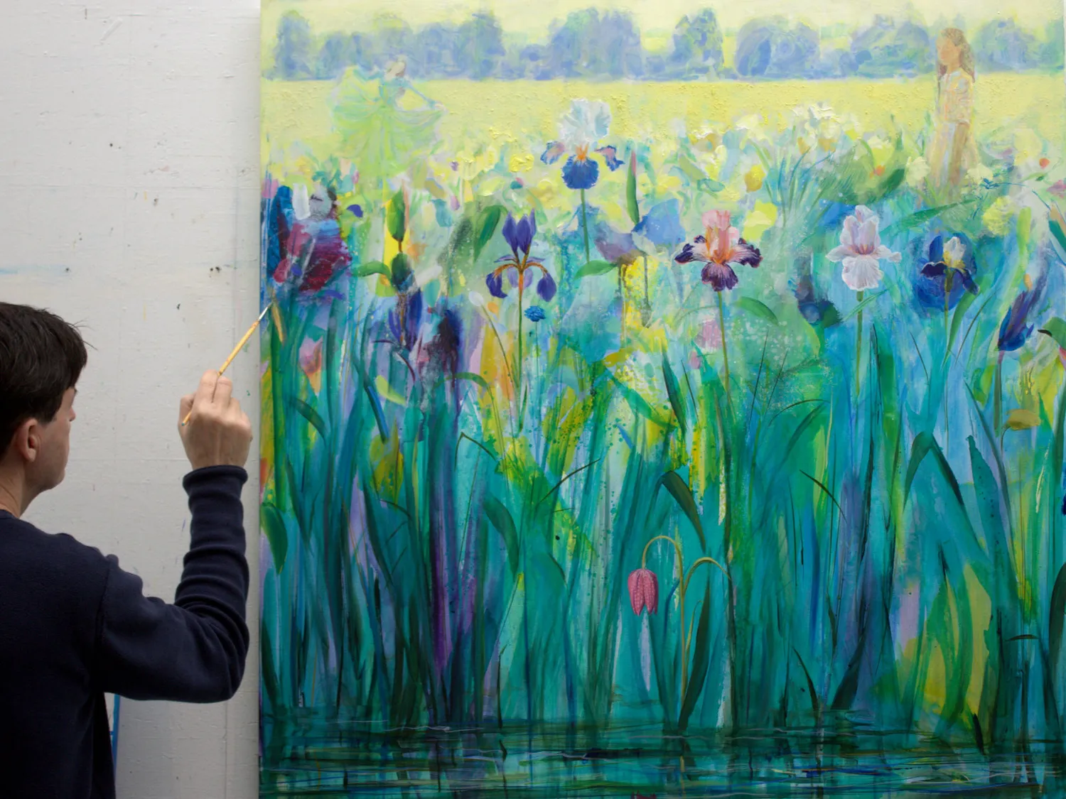 Titre : Au soleil des jeunes filles en fleurs huile sur toile 120cm x 120cm François Pagé 2025 Fine Art Painting francois page - Subjektiv.art 3