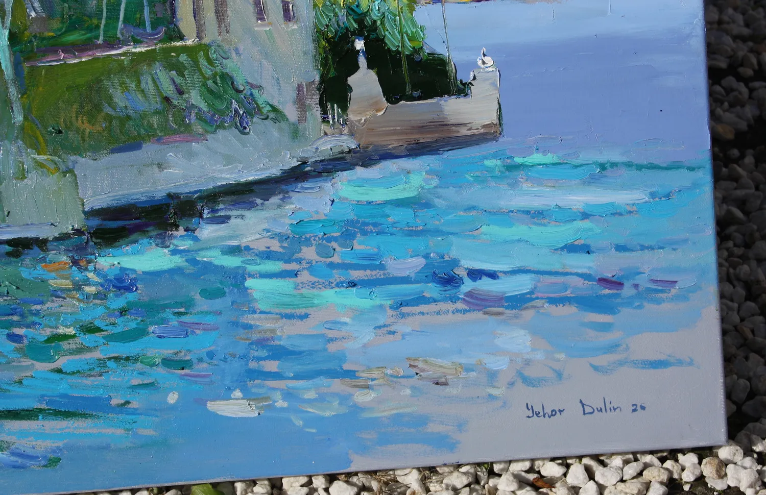 Lake Como Impressionistic Painting Yehor Dulin - Subjektiv.art 6