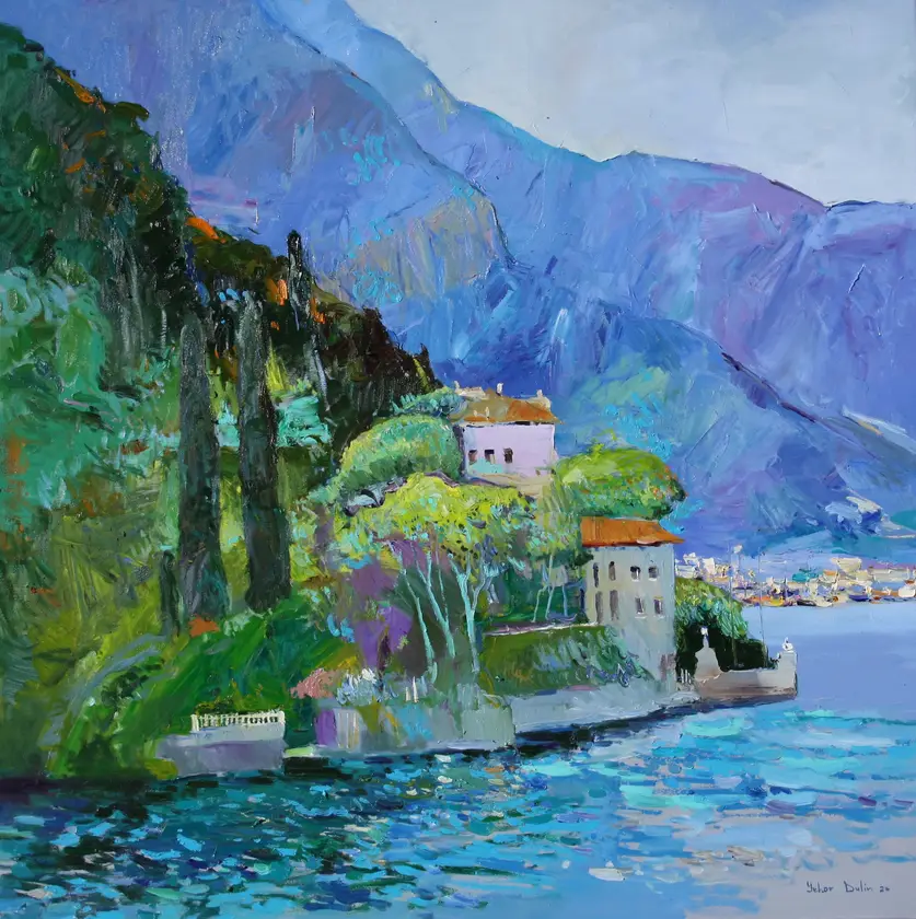 Lake Como Impressionistic Painting Yehor Dulin - Subjektiv.art