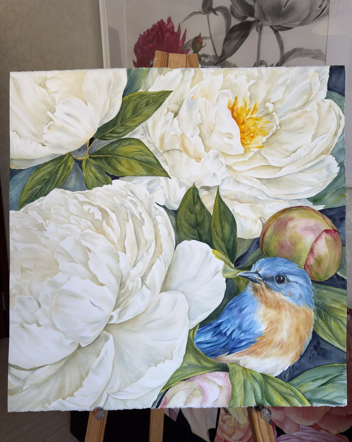 AMONG WHITE PEONIES Photorealistic Painting Anna Lyashenko - Subjektiv.art 5