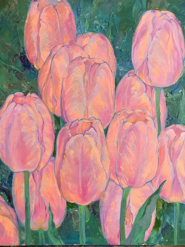 Tulips in the rain Fine Art Painting Julia Chemerys - Subjektiv.art