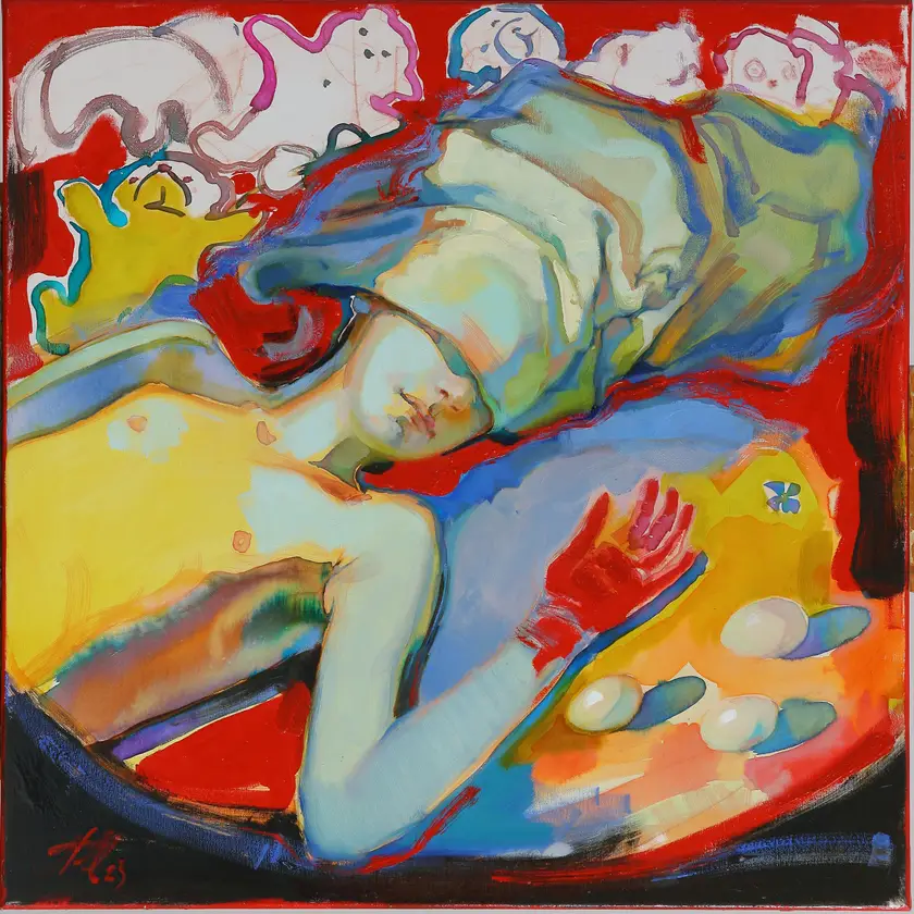 Dream about boiled eggs Fine Art Painting Myroslava Perevalska - Subjektiv.art