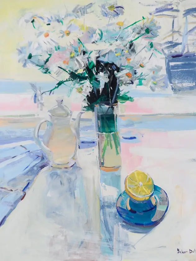 Morning coffee Expressive and gestural Painting Yehor Dulin - Subjektiv.art