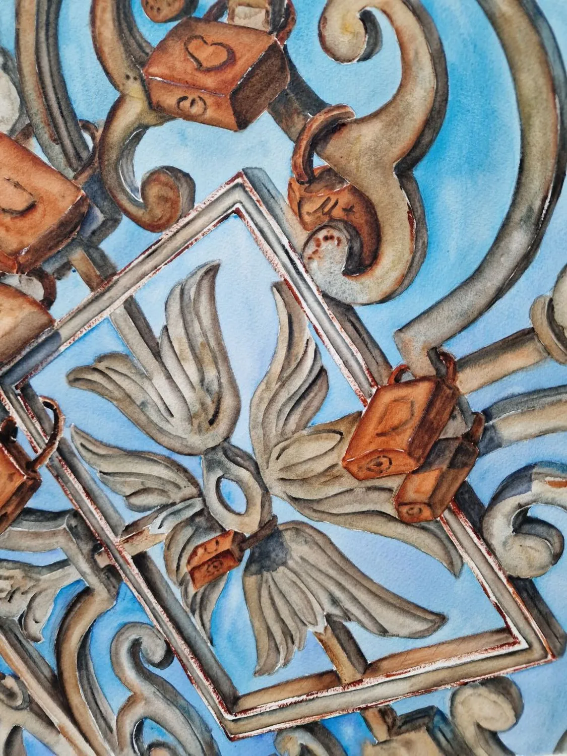 Lock of love Expressive and gestural Painting Olena  Yemelianova - Subjektiv.art 5