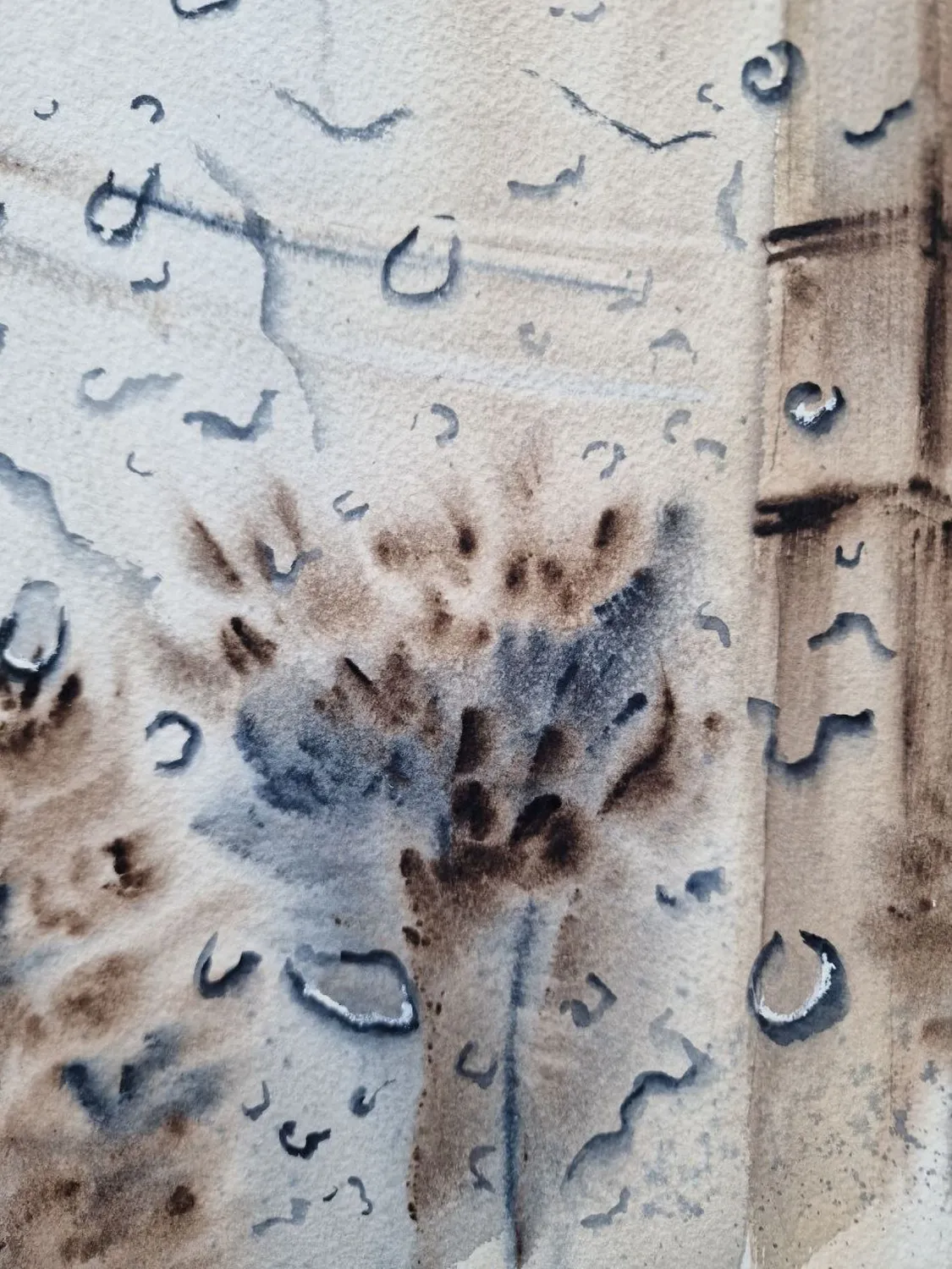 Rain outside the window  Expressive and gestural Painting Olena  Yemelianova - Subjektiv.art 3