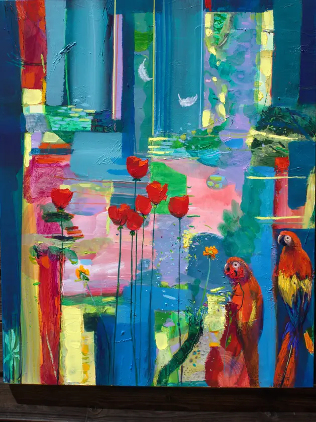 Mieux vaut l'original à la copie répétait l'ara. Dans le jardin de Laura, son ange gardien s'était enfui. Fine Art Painting francois page - Subjektiv.art