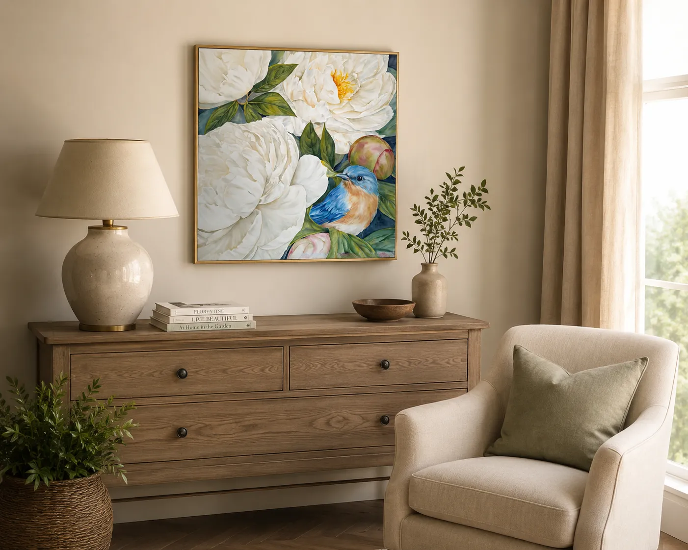 AMONG WHITE PEONIES Photorealistic Painting Anna Lyashenko - Subjektiv.art 7