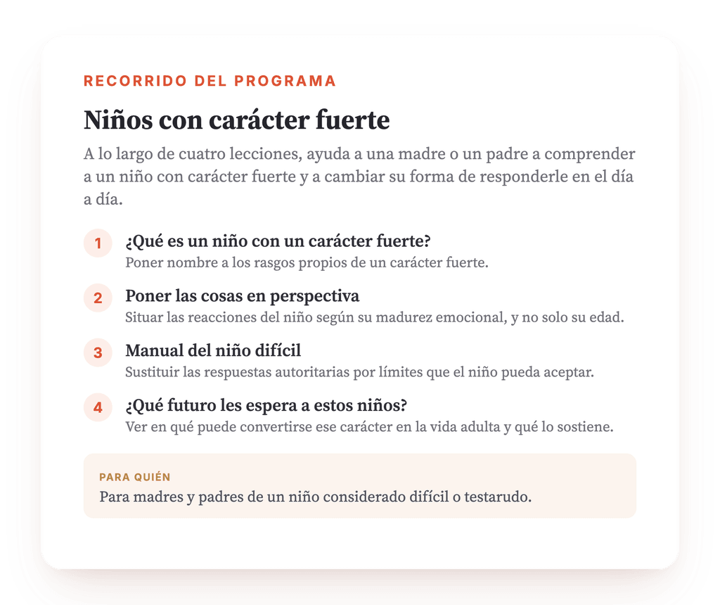 Resumen del programa · El mapa del programa, lección por lección.