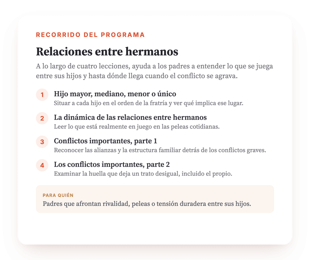 Resumen del programa · El mapa del programa, lección a lección.