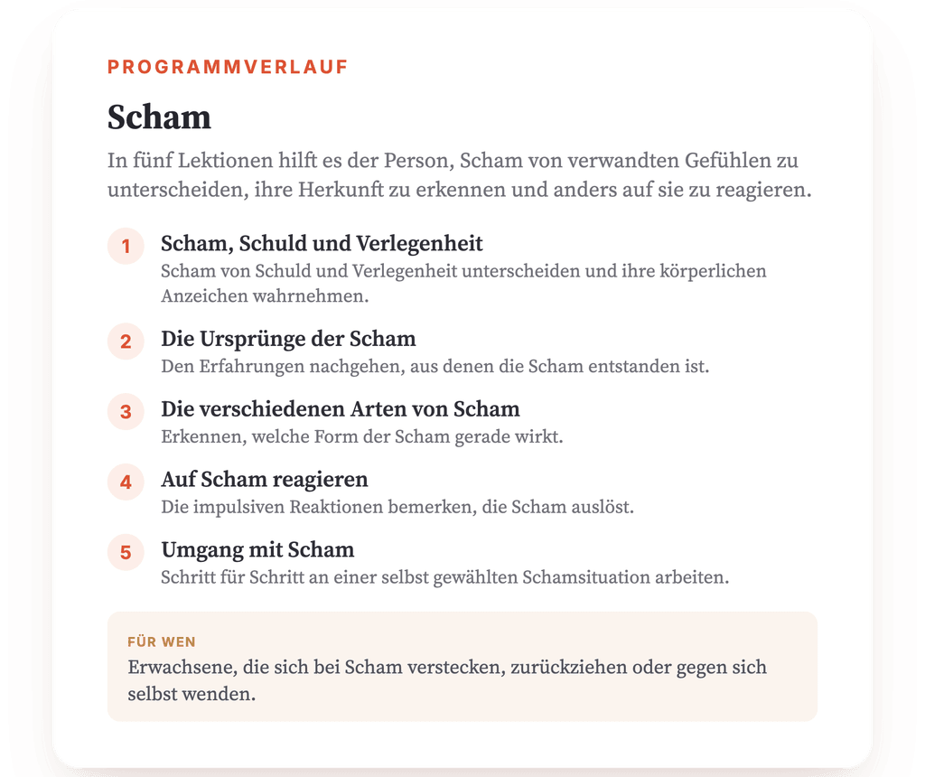 Programmübersicht · Der Aufbau des Programms, Lektion für Lektion.