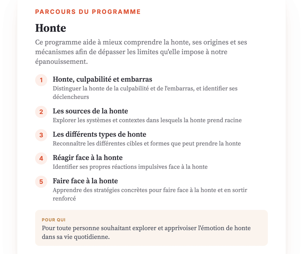 Vue d'ensemble du programme · Carte du programme : aperçu général