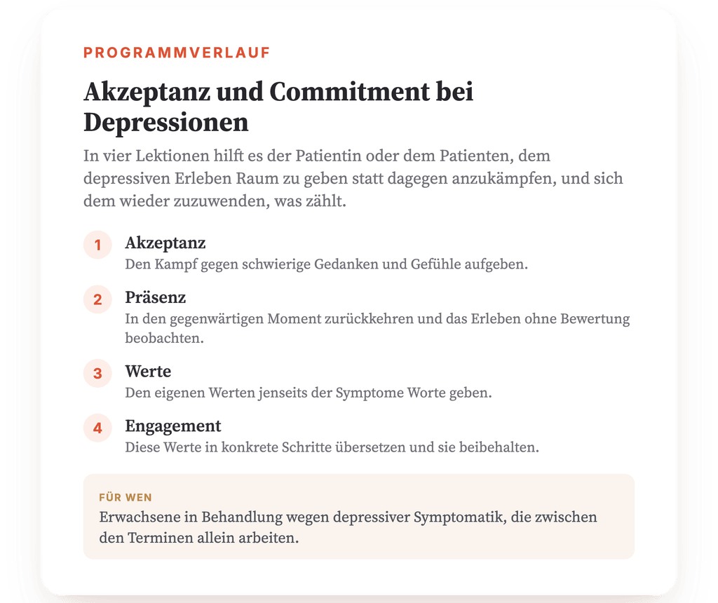 Programmübersicht · Die Karte des Programms, Lektion für Lektion.