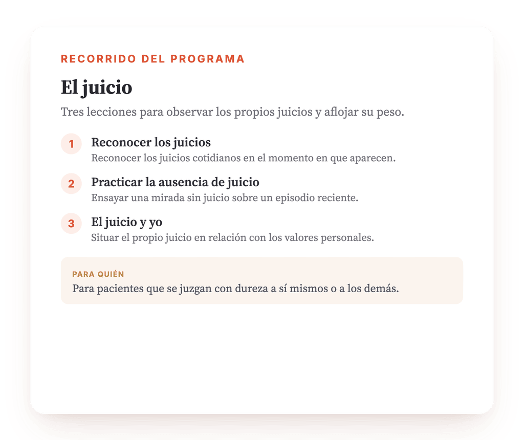 Resumen del programa · El mapa del programa, lección a lección.