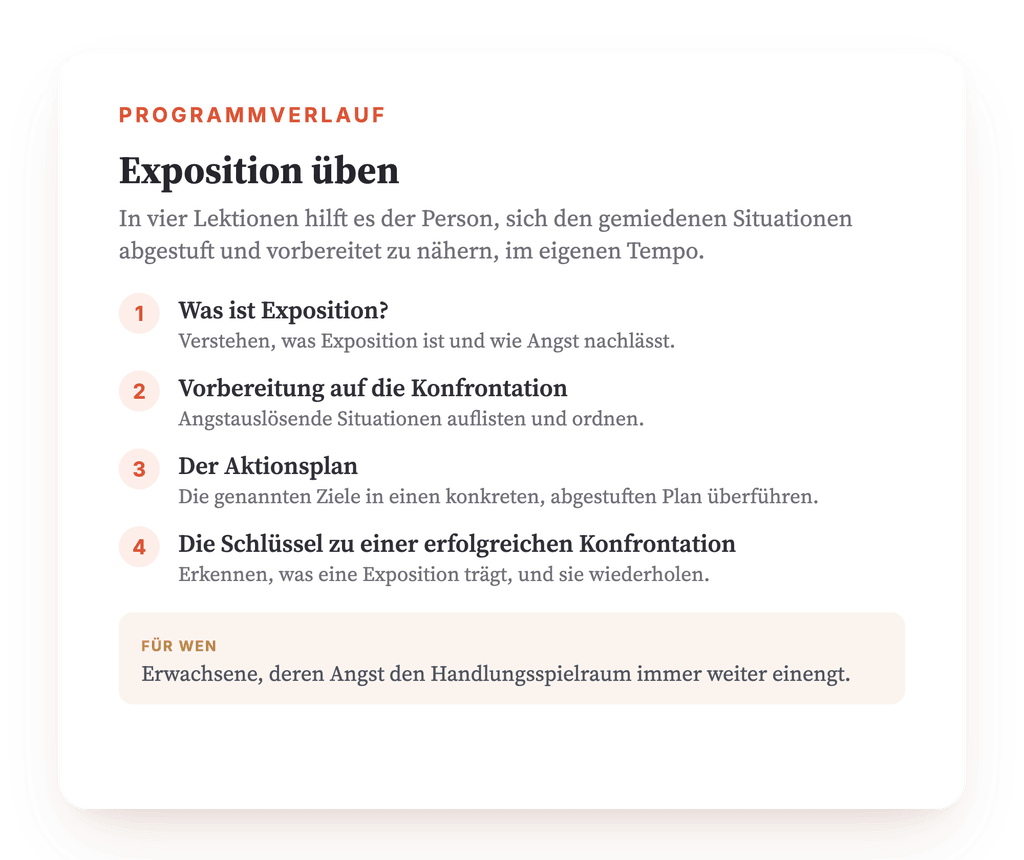 Programmübersicht · Die Landkarte des Programms, Lektion für Lektion.